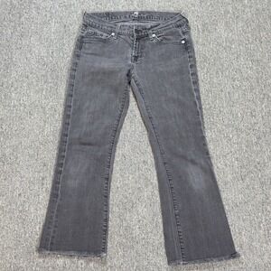 7 For All Mankind Women's Cropped Wid Cuff Raw Hem Low Rise Gray Jeans Size 26